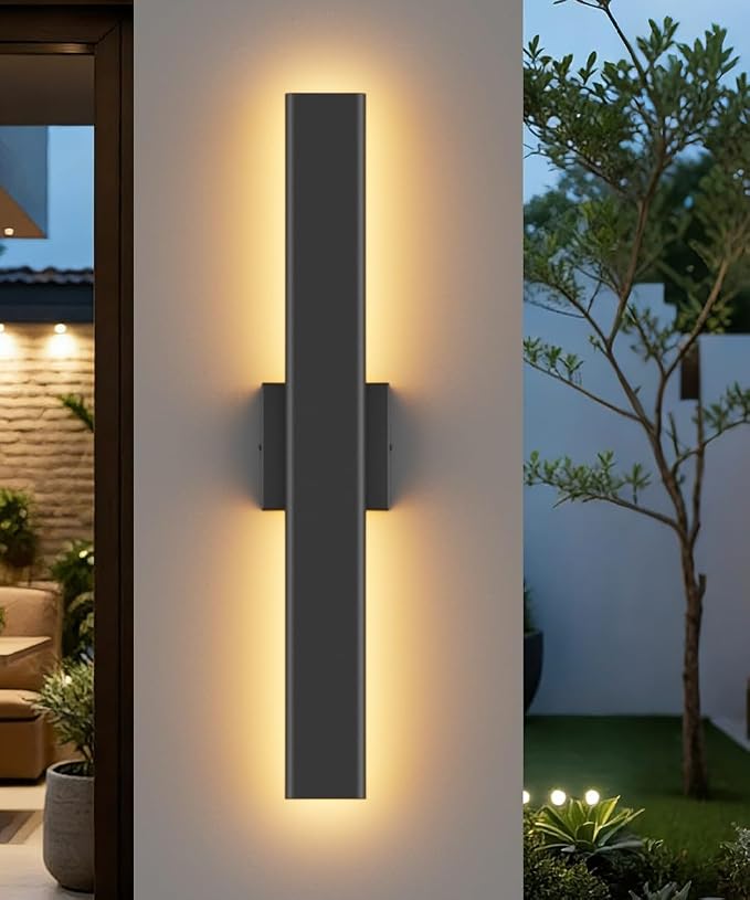 Aipsun Black Outdoor Wall Sconce 3000K 4000K 6000K, 23.6in Modern Exterior - Image 2