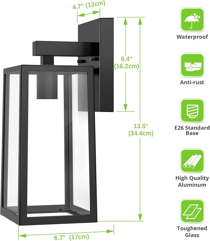 MAXvolador Outdoor Wall Sconce, Large Exterior Waterproof Wall Lantern Light - Image 2