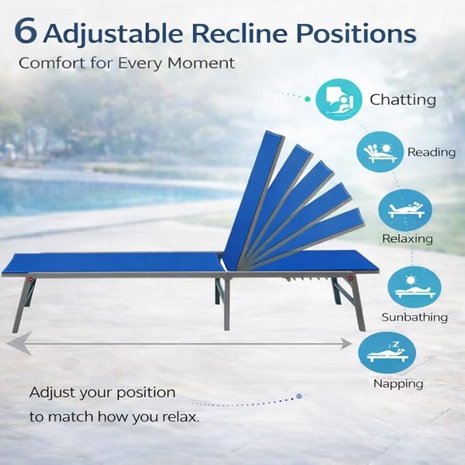 Kozyard 3-Pieces Patio Lounge Set, 2Foldable Adjustable Lounge Chairs and Side - Image 4