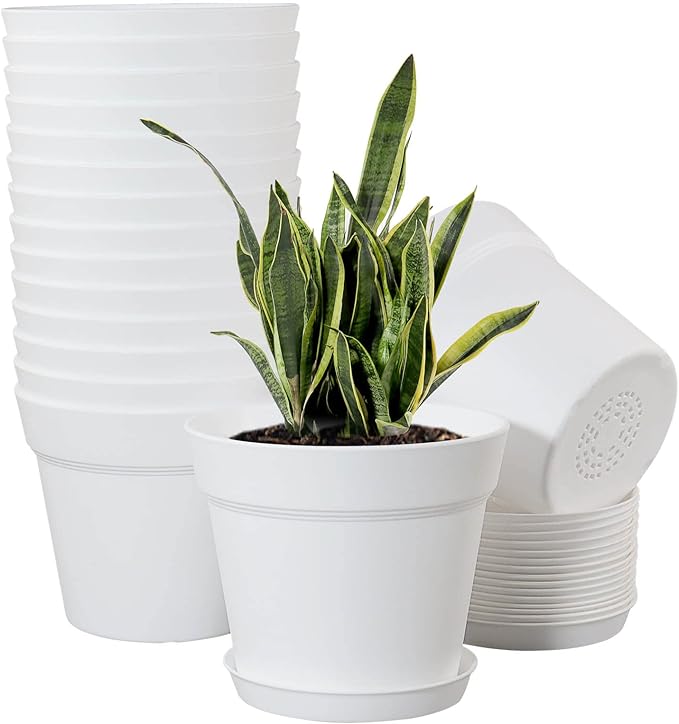 WOUSIWER 16 Pack 6 inch Plastic Planters by WOUSIWER