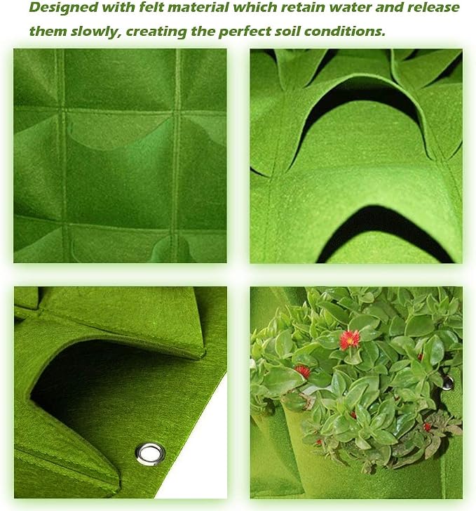 Hanging Planting Grow Bags, 64 Pockets Hanging Vertical Wall Planter Wall - Image 3