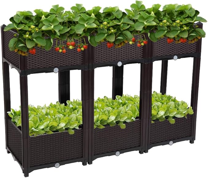 VINGLI Square Raised Garden Bed, Self-Watering Plastic Planter by VINGLI