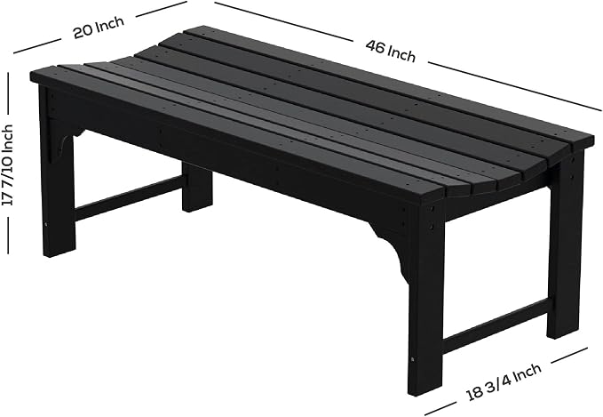WO Home Furniture Outdoor 46" Backless HDPE Adirondack Bench, Poly Lumber Seat - Image 3