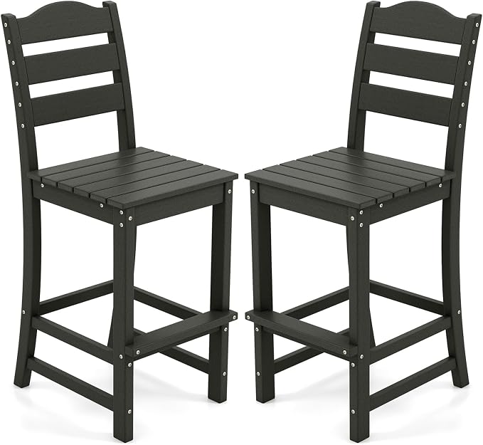 Giantex Outdoor HDPE Bar Stool, Patio Tall Bar Chair by Giantex