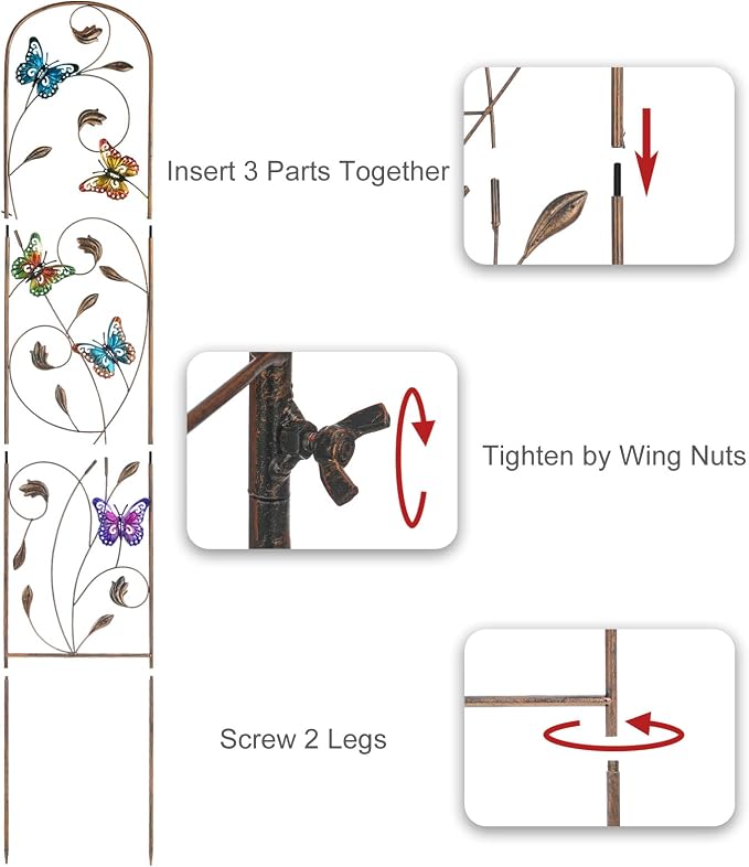 SUNNYPARK Set of 2 Butterfly Metal Garden Trellis - Image 4