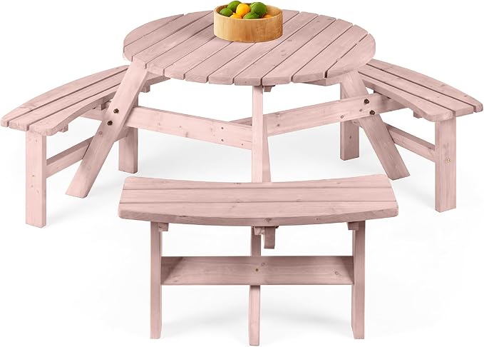 Best Choice Products 6-Person Circular Outdoor Wooden Picnic Table by BestChoiceProducts