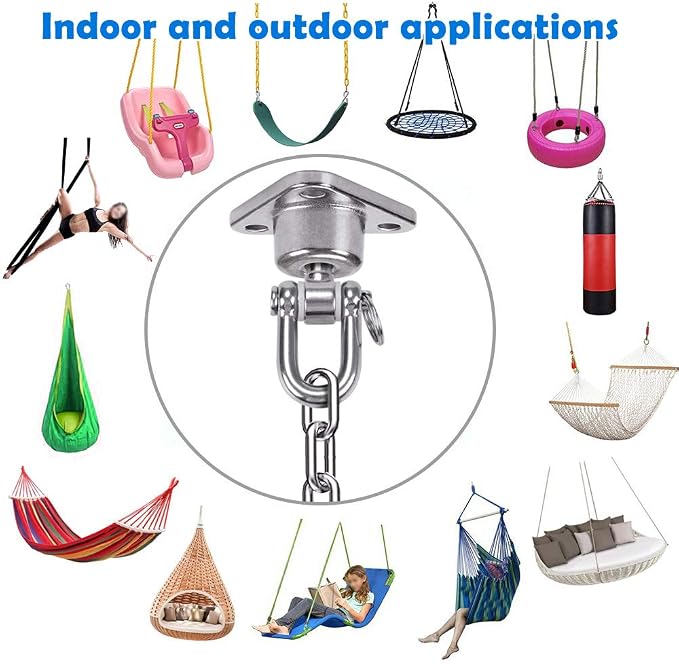 IOH Silent Bearing Swing Hanger Hammock Chair Hanging Kit - Image 7