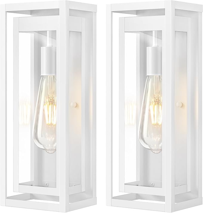 15" Large Outdoor Wall Lights, 2 Pack White Outdoor Light Fixtures, Modern by Slypadan