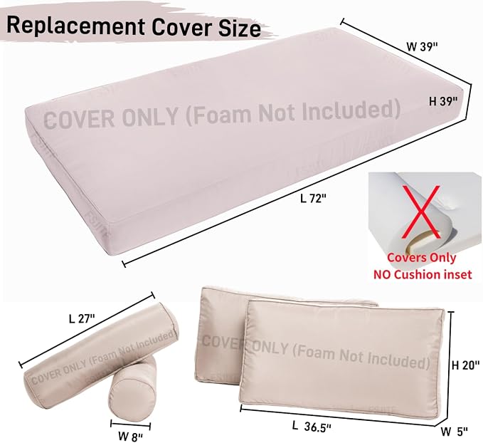 Outdoor Twin daybed Cover, for Outside Patio Porch Swing Chair Mattress Bolster - Image 2