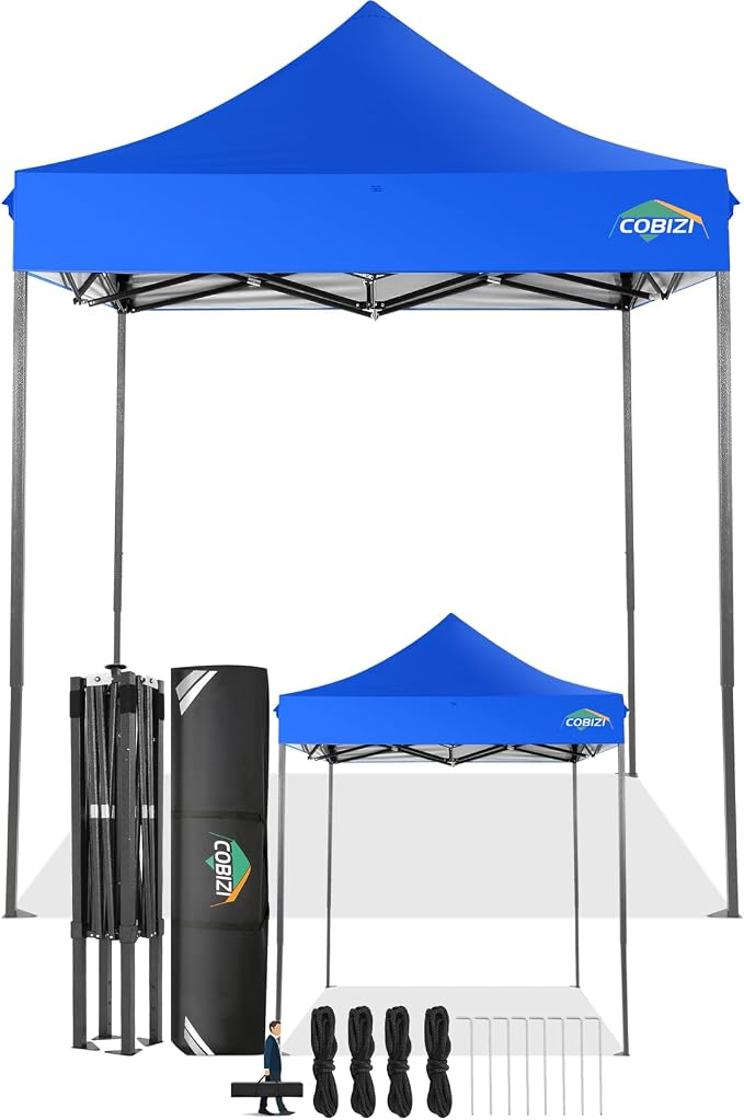 COBIZI 6.6x6.6 Pop Up Canopy Without Sidewall, Heavy Duty Canopy UPF 50+ All by COBIZI