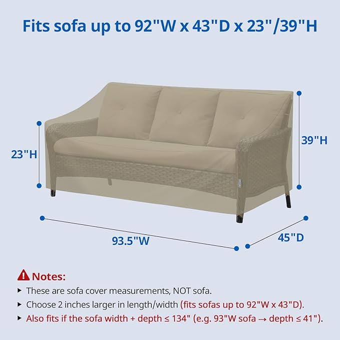 SunPatio Outdoor Sofa Cover Waterproof, Heavy Duty Couch Cover 93.5 Inch - Image 2