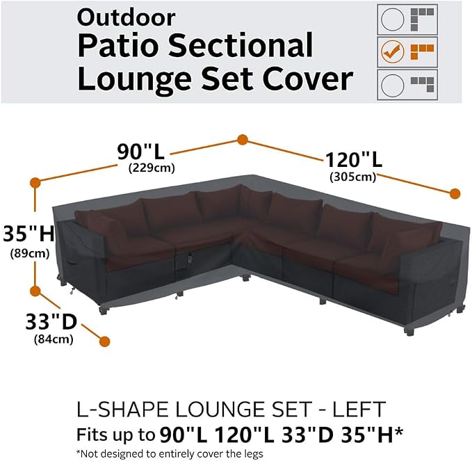 Heavy Duty Outdoor Sectional Sofa Cover, Lawn Patio Couch Protector - Image 4