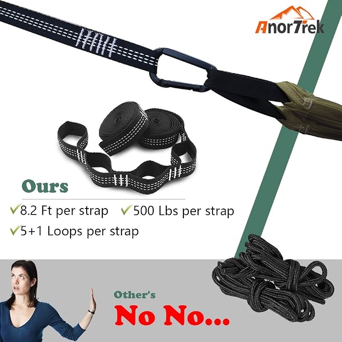 Camping Hammock with Mosquito Net, Double & Single Lightweight Portable - Image 2