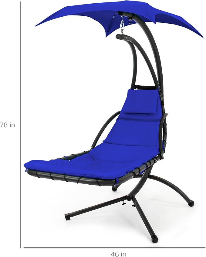 Best Choice Products Outdoor Hanging Curved Steel Chaise Lounge Chair Swing - Image 2
