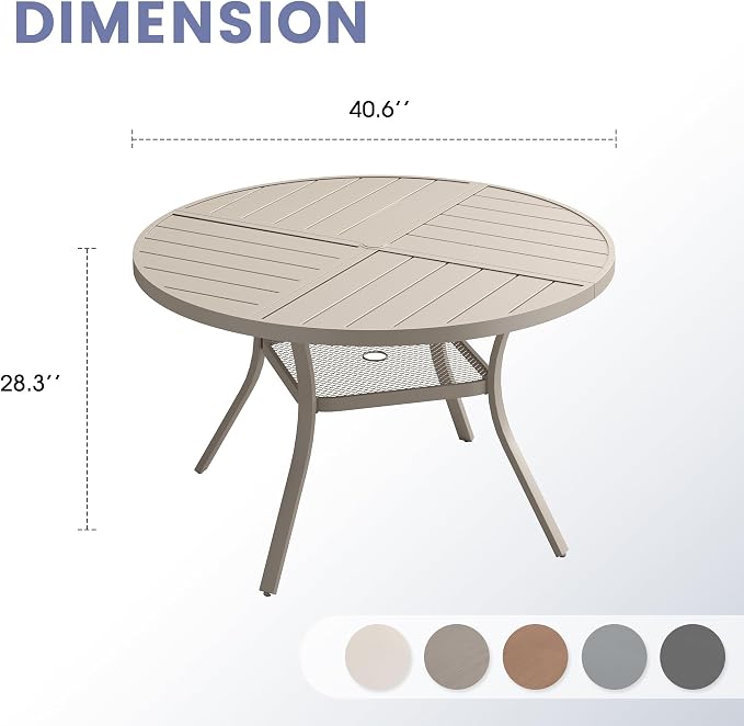VICLLAX 40.6" Round Outdoor Table, Patio Dining Table - Image 3