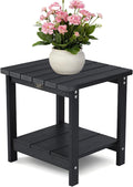 Square Outdoor Side Table Adirondack Side Table, Water-resistant & 2-Tier Small by RACCOONFOREST