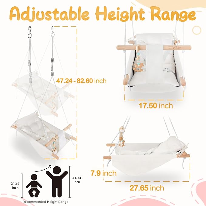 Baby Swing Indoor and Outdoor, Canvas Hammock Swing - Image 5