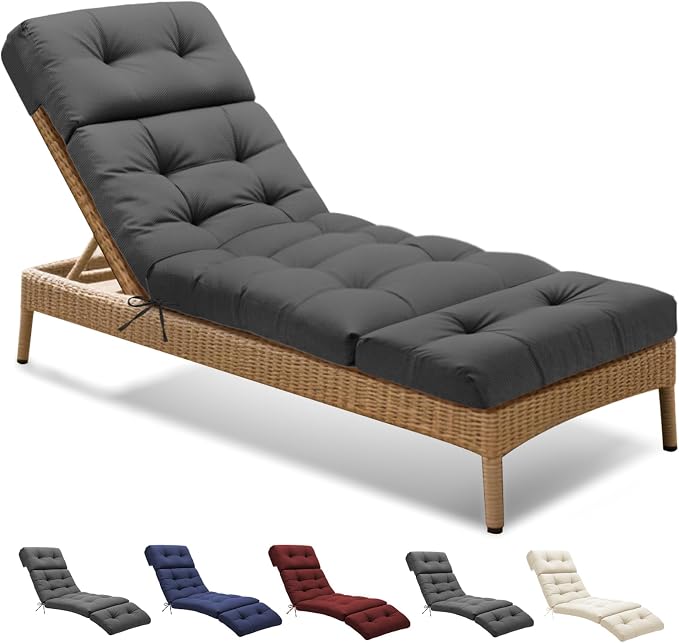 Outdoor Chaise Lounge Chair Cushion 74.4 x 22 x 4.7 Inches Non-Slip Lounge by Unknown