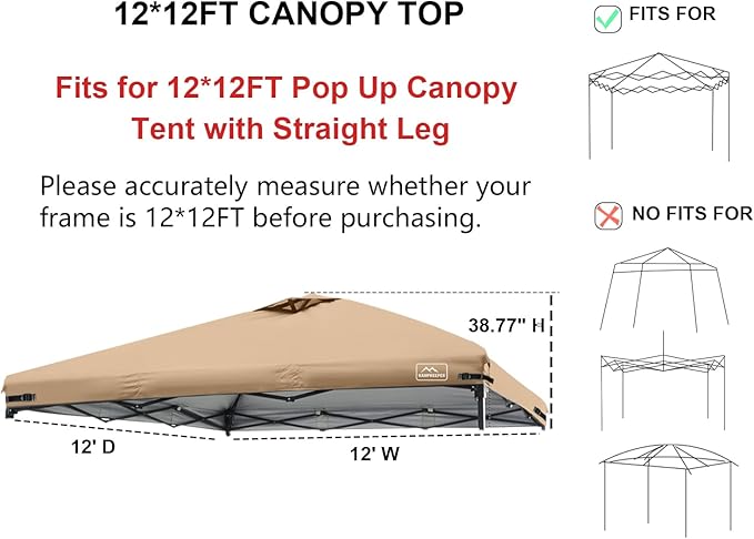 KAMPKEEPER Replacement Top Pop Up Canopy Tent Cover Roof - Image 2