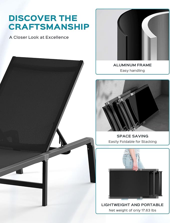 Aluminum Chaise Lounge Ourdoor - Image 7