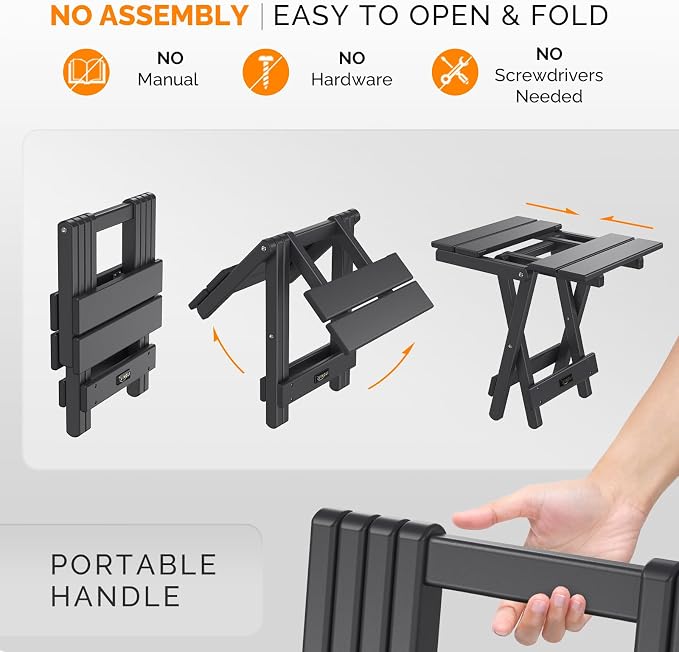 VINGLI Small HDPE Folding Side Table, Plastic Waterproof Portable Adirondack - Image 5