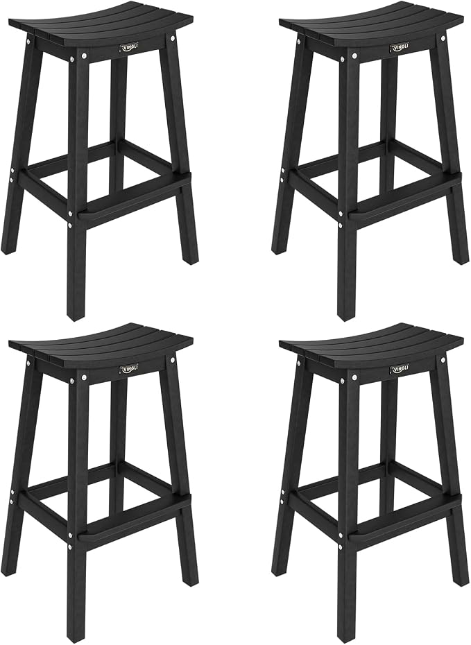 VINGLI 29 Inch Outdoor Bar Stools Set of 4, HDPE Weather Resistant Barstools by VINGLI