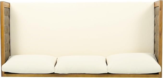 Merax 67.5" Outdoor Patio Daybed 3 Seater Sofa Bed, Acacia Wood Frame - Image 8