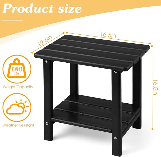 Adirondack Outdoor Side Table, 2-Tier Sturdy Patio End Table Weather Resistant - Image 3