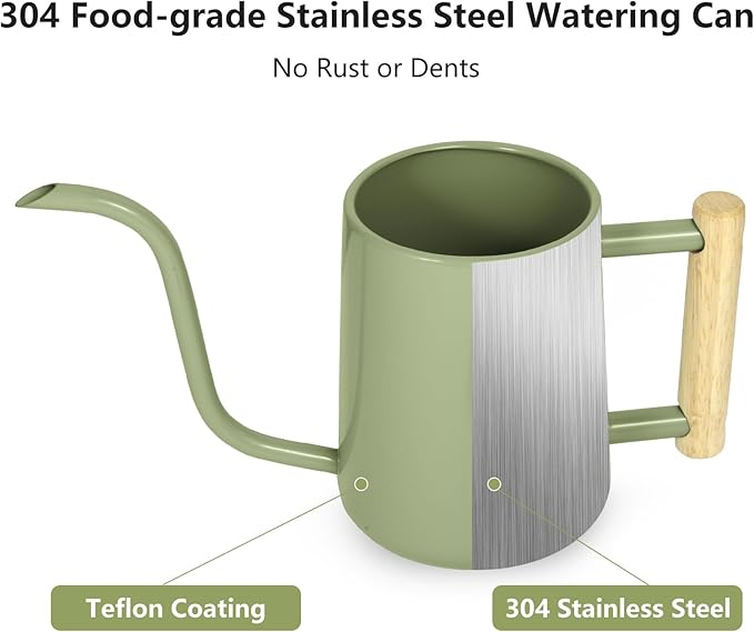 Watering Can Indoor Plants, 35 oz/1000 ml Metal Stainless Steel Watering Can Pot - Image 3