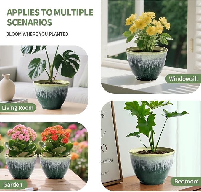 Flower Pots, 8 Inch Plastic Plant Pots - Image 7