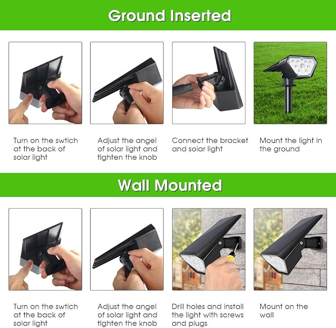 Biling Solar Spot Lights Outdoor, Bright 700 Lumen Solar Outdoor Lights IP67 - Image 8