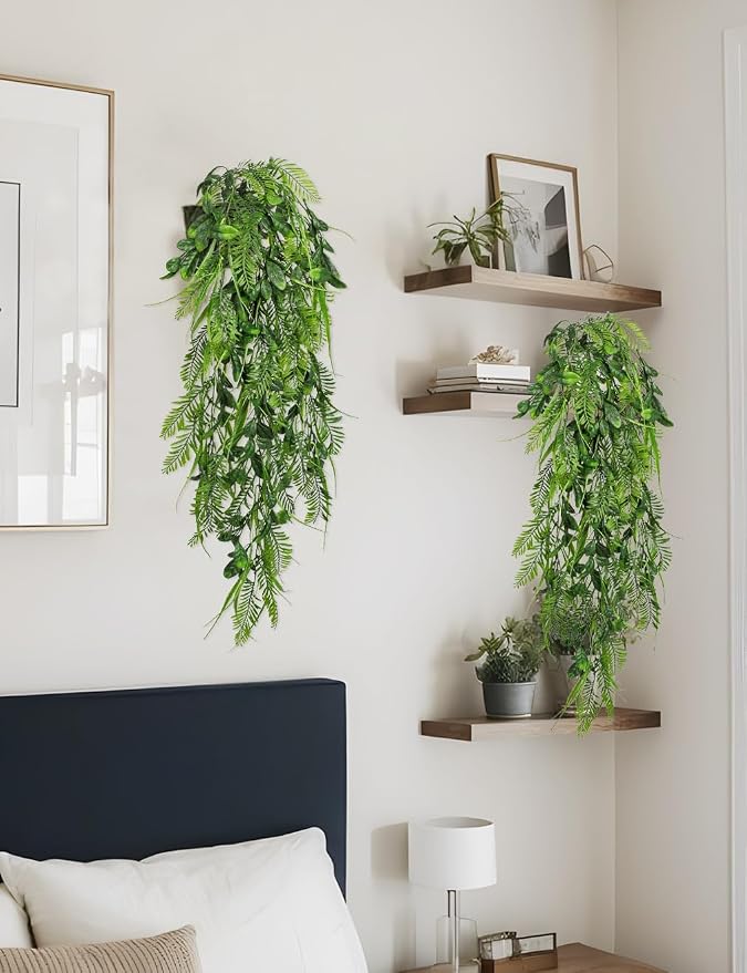 Hollyone 2pcs Artificial Hanging Plant 36" Faux Ferns Artificial Plastic - Image 5