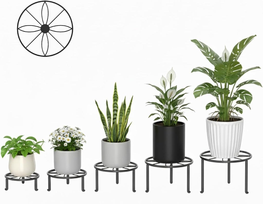 5 Pack Metal Potted Plant Stand Small Short Flower Pot Holder - Image 2
