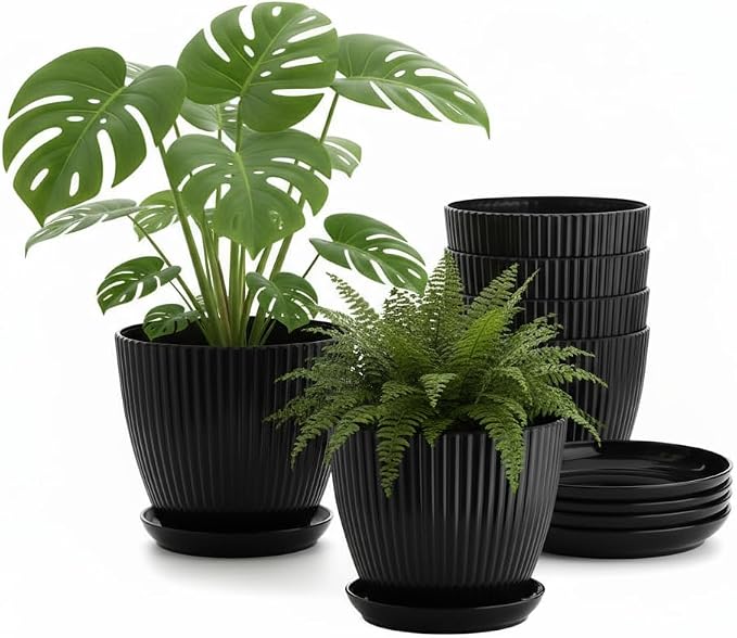 7.5 Inch Black Thickened Plastic Plant Pots by RooTrimmer
