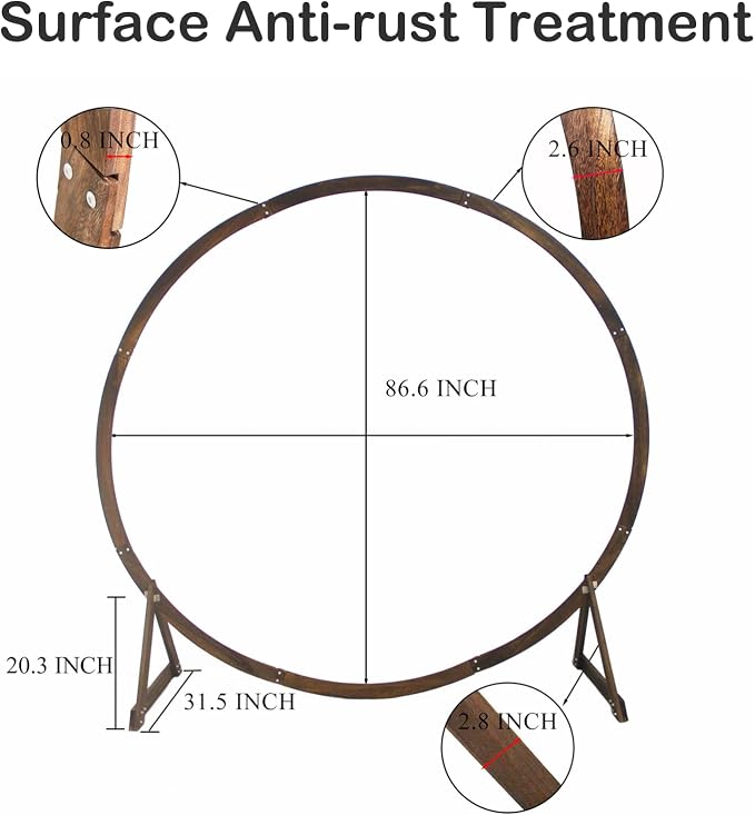 7.5FT Circle Wood Arch for Wedding Ceremony Arbor Backdrop Stand for Garden - Image 3