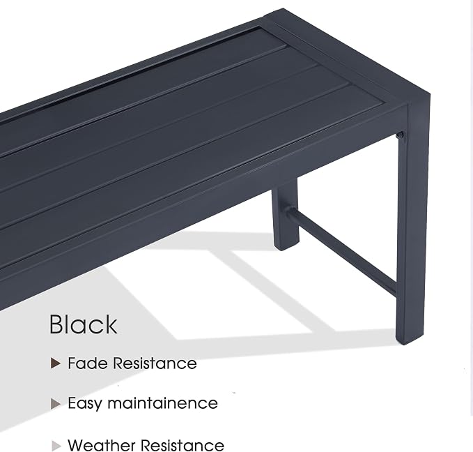 VICLLAX 2 Pieces Outdoor Garden Backless Bench, 51.2" Metal Bench Steel Frame - Image 7