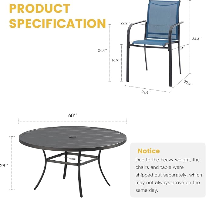 VICLLAX Large Patio Dining Furniture Set, Outdoor Dining Set - Image 2