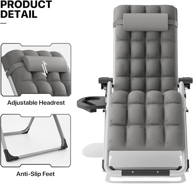 MoNiBloom Beach Chaise Lounge Chair, Patio Folding Recliner - Image 13