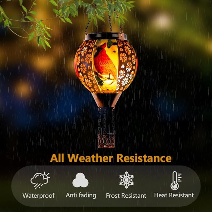 DREAMSOUL Cardinal Hot Air Balloon Solar Lantern, Metal Solar Lantern - Image 6