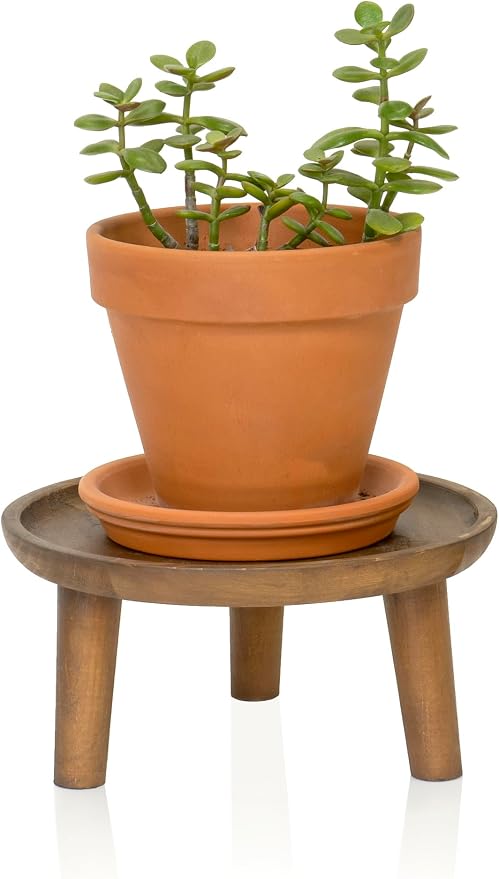 Red Co. 8.75” Dia Round Decorative Wooden Pedestal Plant Stand - Image 3