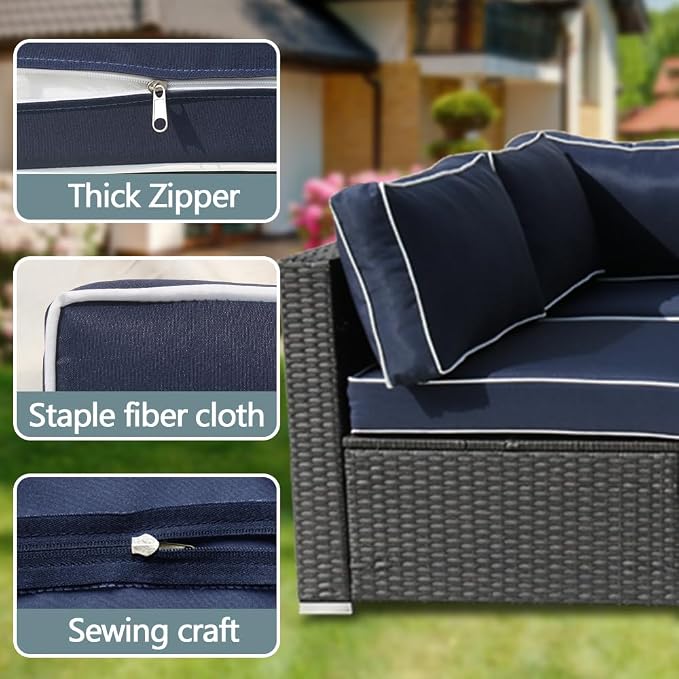 14Pcs Outdoor Cushion Covers Replacement Washable w/Zipper - Image 2