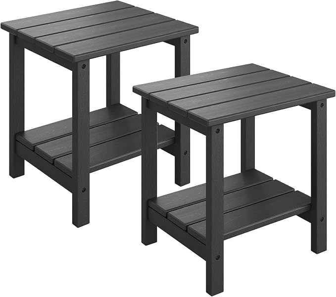 GarveeLife Adirondack Outdoor Side Table 18 x 15 in, HDPE 2-Tier Patio Side by GarveeLife