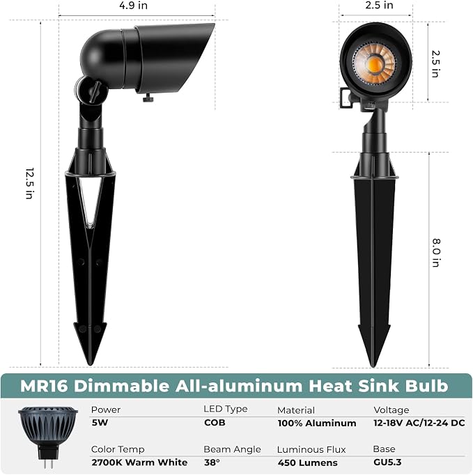 Gardencoin Low Voltage Landscape Spotlight, 12V LED Outdoor Landscape Lighting - Image 6