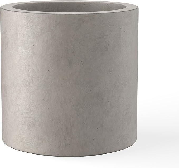 Kante 15.7" Dia Round Concrete Planter, Modern Style Large Cylindrical Plant Pot by Kante