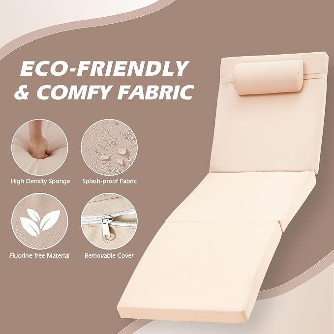 Chaise Lounge Chairs Outdoor Comfy Outside Wicker Patio Pool Lounge Chair w/ 5 - Image 3