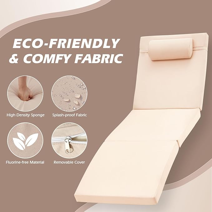 Chaise Lounge Chairs Outdoor Set of 2, Comfy Outside Wicker Patio Pool Lounge - Image 3