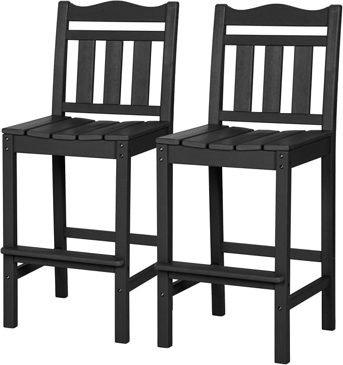 nalone Outdoor Bar Stools Set of 2, HDPE 44 Inch Tall Adirondack Chairs Bar by NALONE