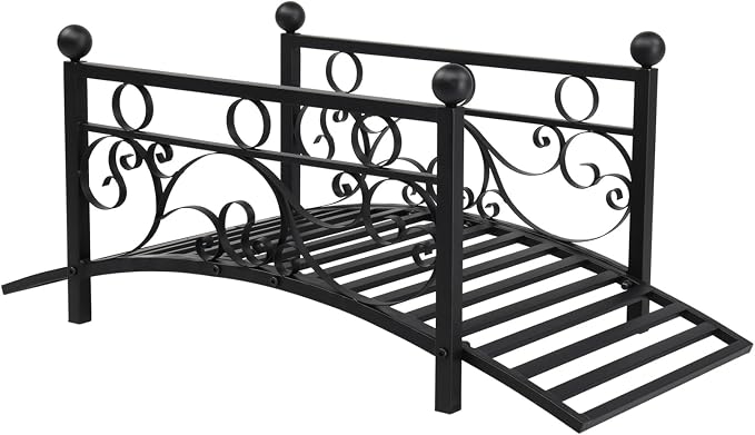 40.16" Metal Arch Garden Bridge, Ourdoor Decorative Iron Foot Bridge - Image 9