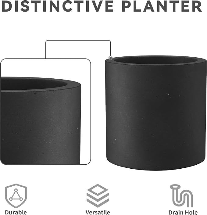 Kante 9.8" Dia Round Concrete Planter, Modern Style Large Cylindrical Plant Pot - Image 8