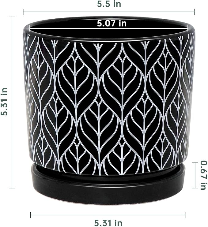 Ton Sin Flower Pots, 5.5 Inch Black Ceramic Planter - Image 3